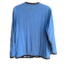 Switch Koos Of Course Vintage Womens Reversible Blue Floral Silk Button Jacket Blazer S 2 image