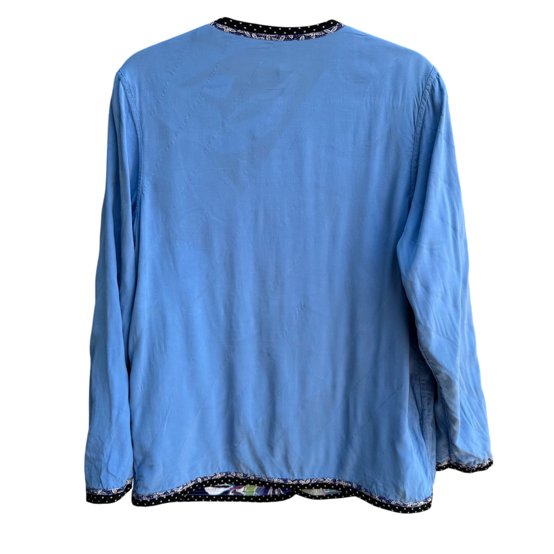 Koos Of Course Vintage Womens Reversible Blue Floral Silk Button Jacket Blazer S