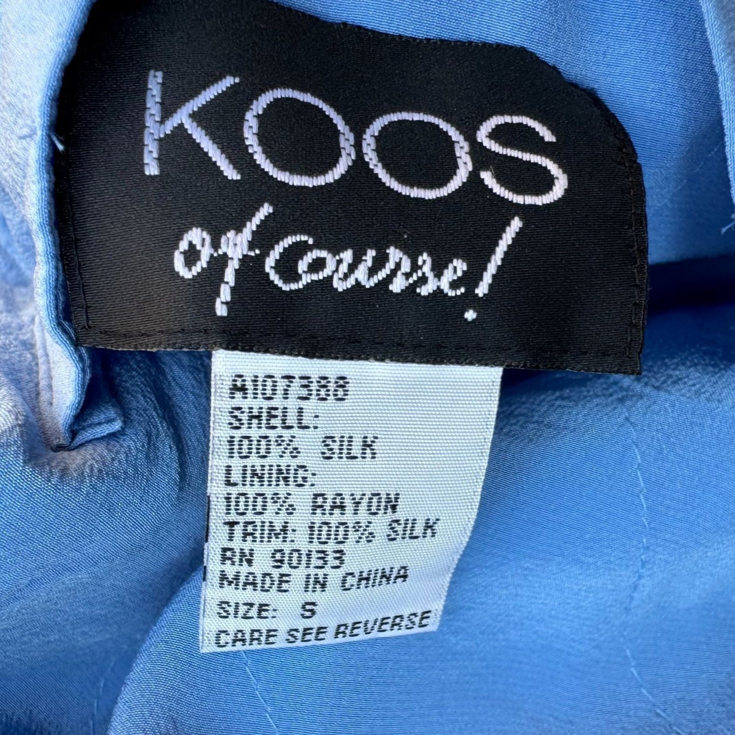 Koos Of Course Vintage Womens Reversible Blue Floral Silk Button Jacket Blazer S