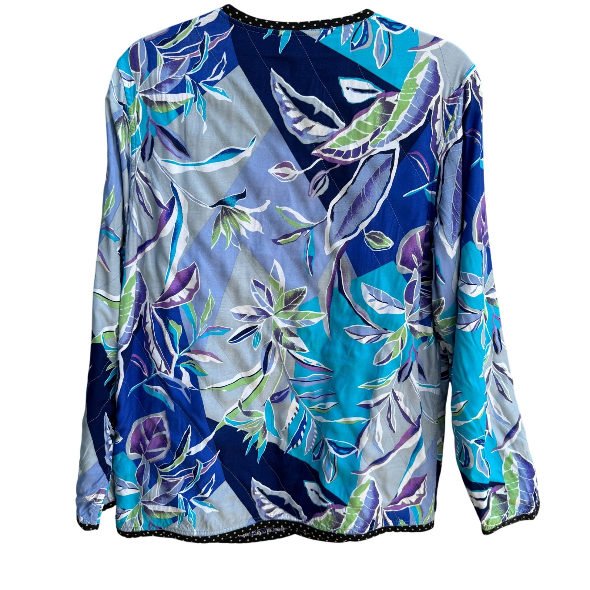 Koos Of Course Vintage Womens Reversible Blue Floral Silk Button Jacket Blazer S