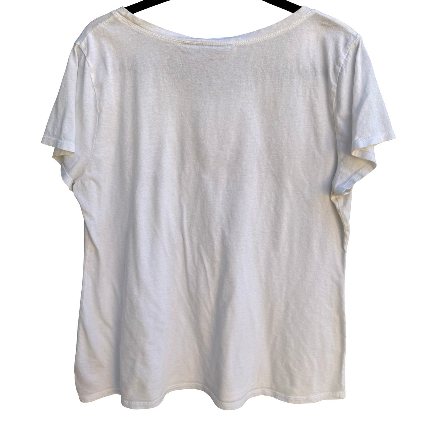 DKNY Jeans Y2K McBling Rhinestone Logo Scoop Neck Graphic Shirt White Womens XL