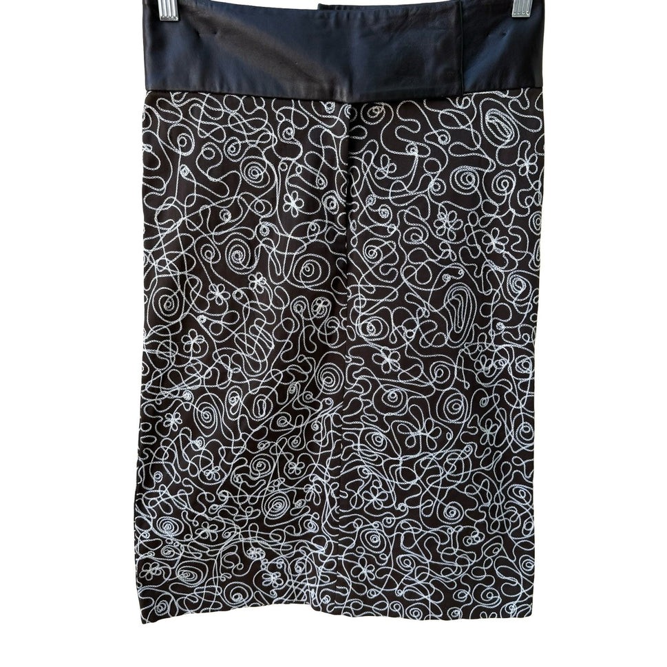 Sheri Bodell Y2K Whimsigoth Boho Edgy Embroidered Leather Waist Pencil Skirt 4