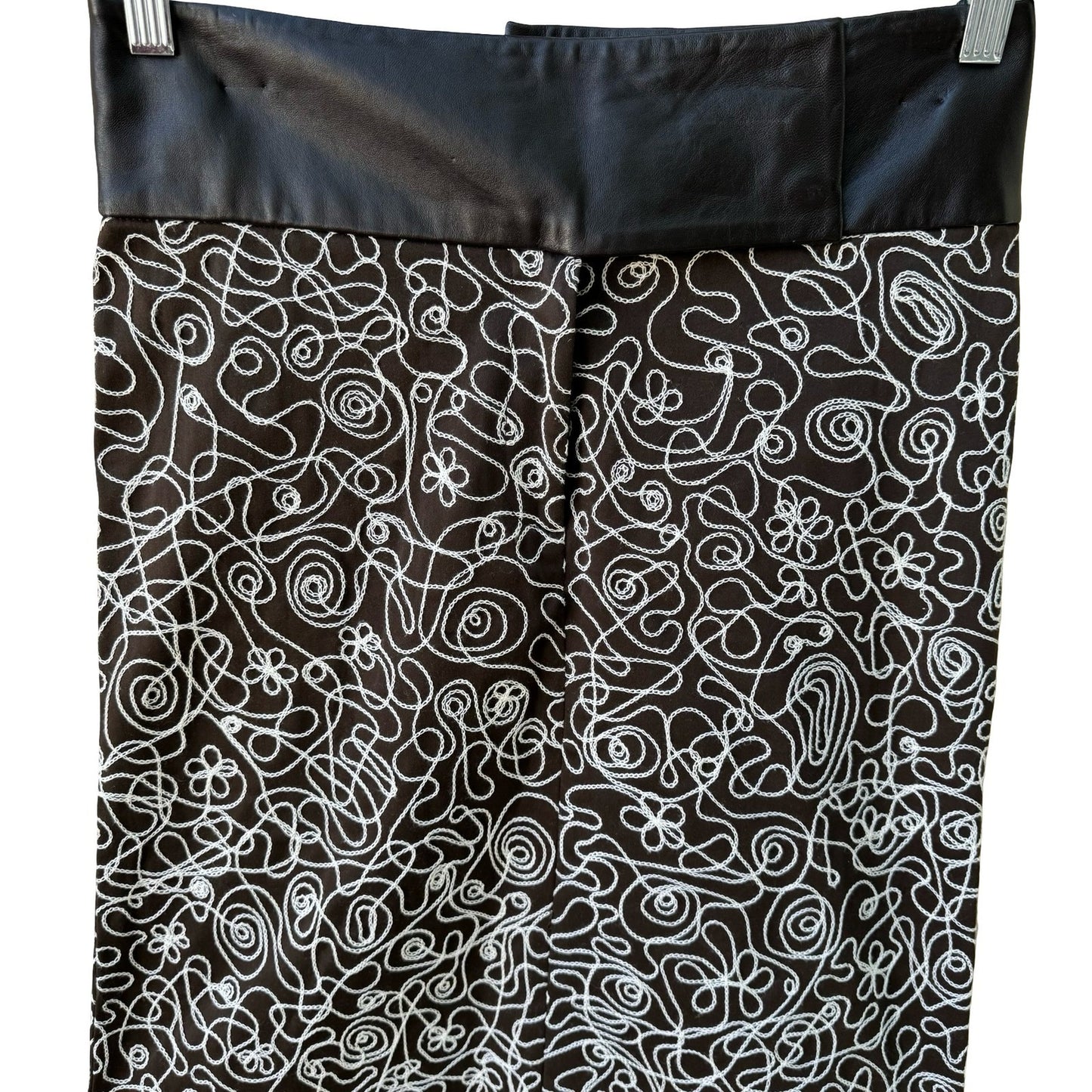 Sheri Bodell Y2K Whimsigoth Boho Edgy Embroidered Leather Waist Pencil Skirt 4