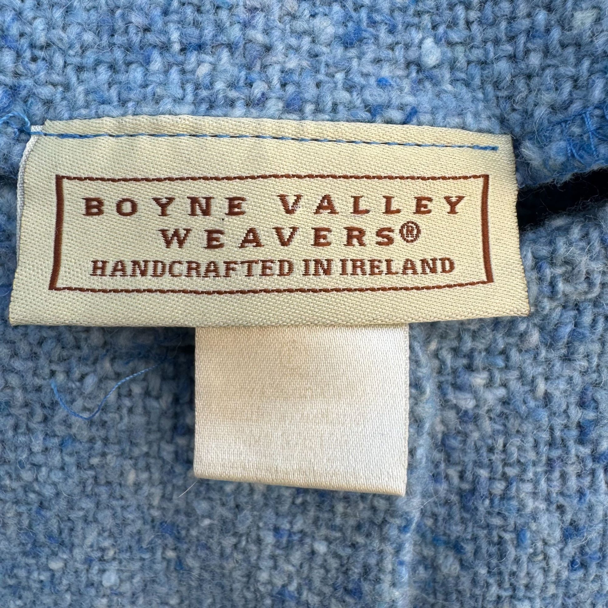 Boyne Valley Weavers Handcrafted Womens Blue Tweed Wool Button-Up Jacket Pockets M