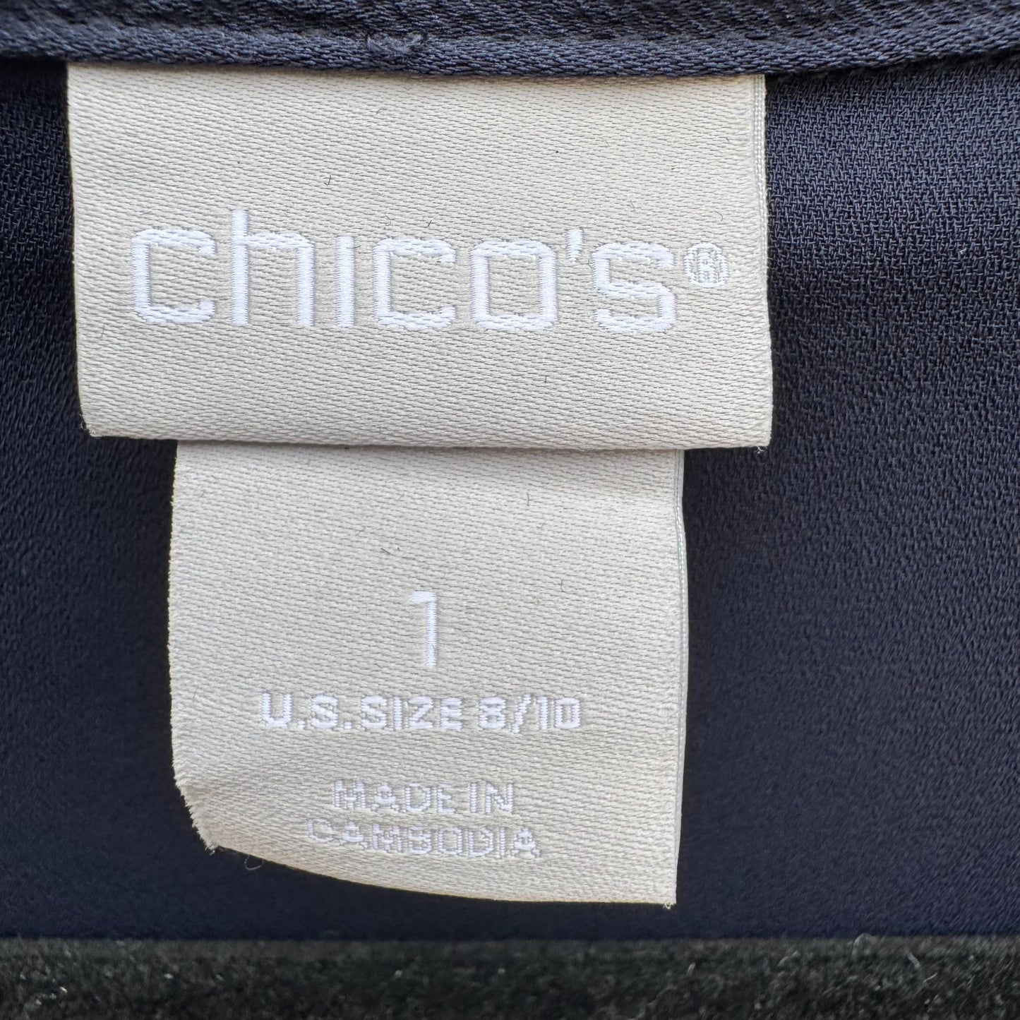 Chicos Navy Button-Down Elastic Waist Utility Shacket Jacket Pockets Womens M