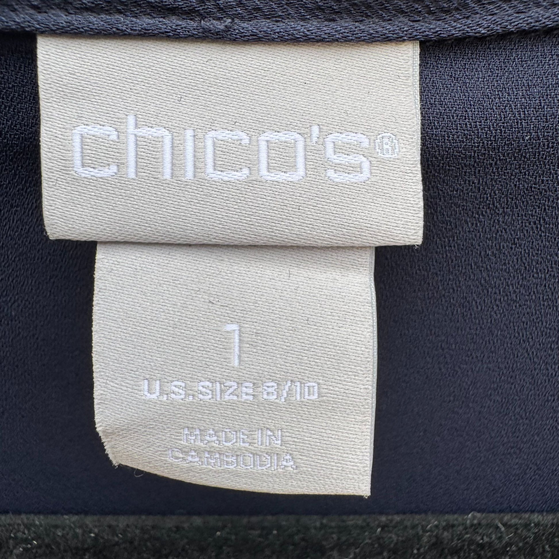 Chicos Navy Button-Down Elastic Waist Utility Shacket Jacket Pockets Womens M