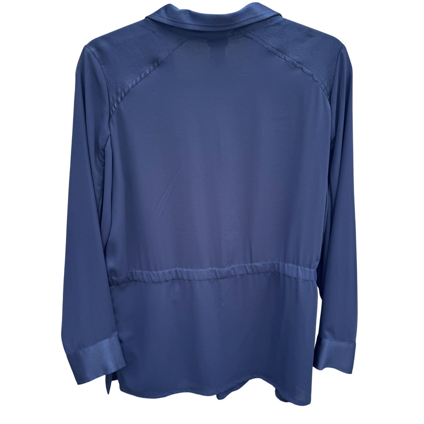 Chicos Navy Button-Down Elastic Waist Utility Shacket Jacket Pockets Womens M