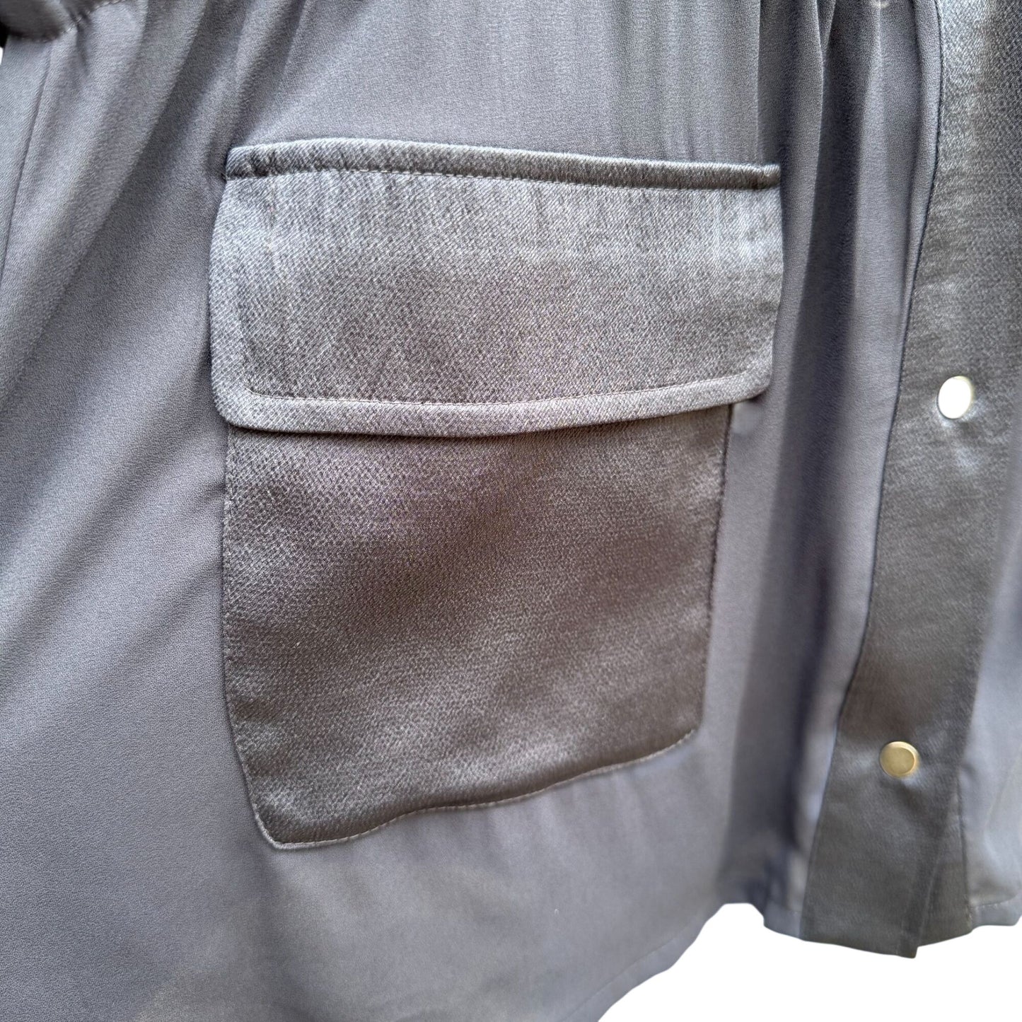 Chicos Navy Button-Down Elastic Waist Utility Shacket Jacket Pockets Womens M