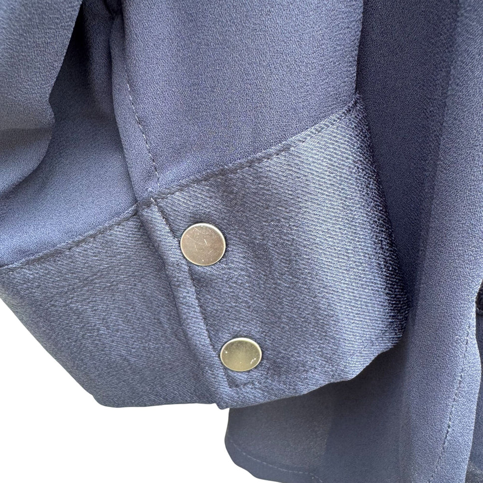 Chicos Navy Button-Down Elastic Waist Utility Shacket Jacket Pockets Womens M