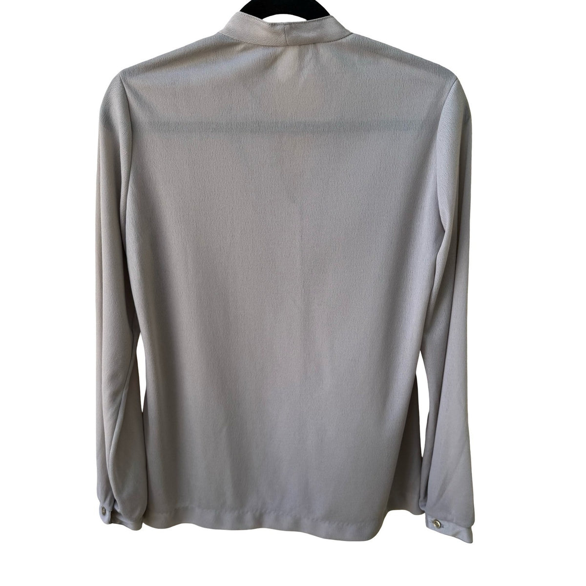 Lord Henri Vintage 70s 80s Secretary Minimalist Blouse Stand Collar Pleated L