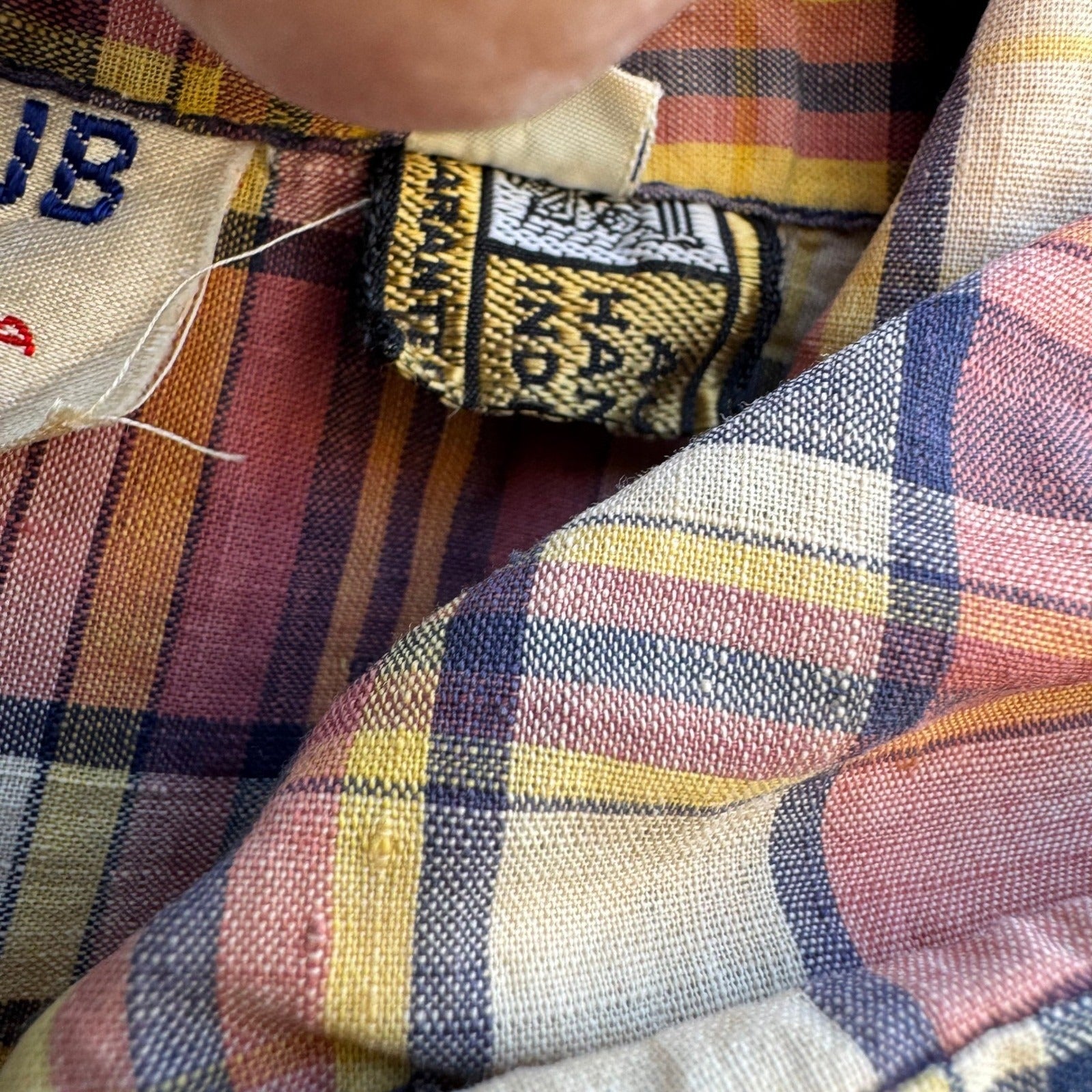 Bay Club California Vintage 60s 70s Plaid Zip Hooded Madras Windbreaker Jacket L