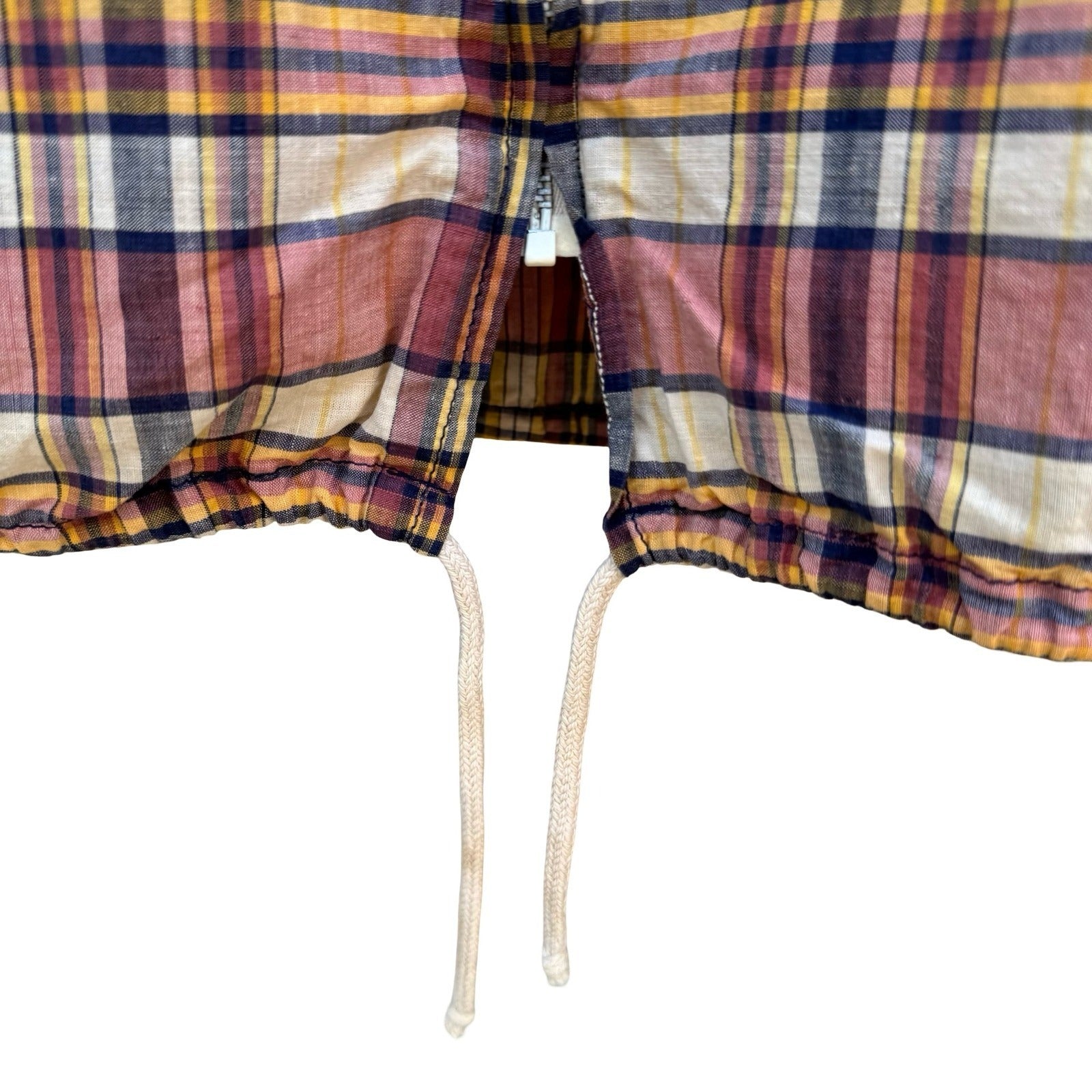 Bay Club California Vintage 60s 70s Plaid Zip Hooded Madras Windbreaker Jacket L