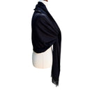 Switch Elegant Womens Black Pashmina Beaded Fringe Large Rectangle Scarf Wrap Coverup 3 image