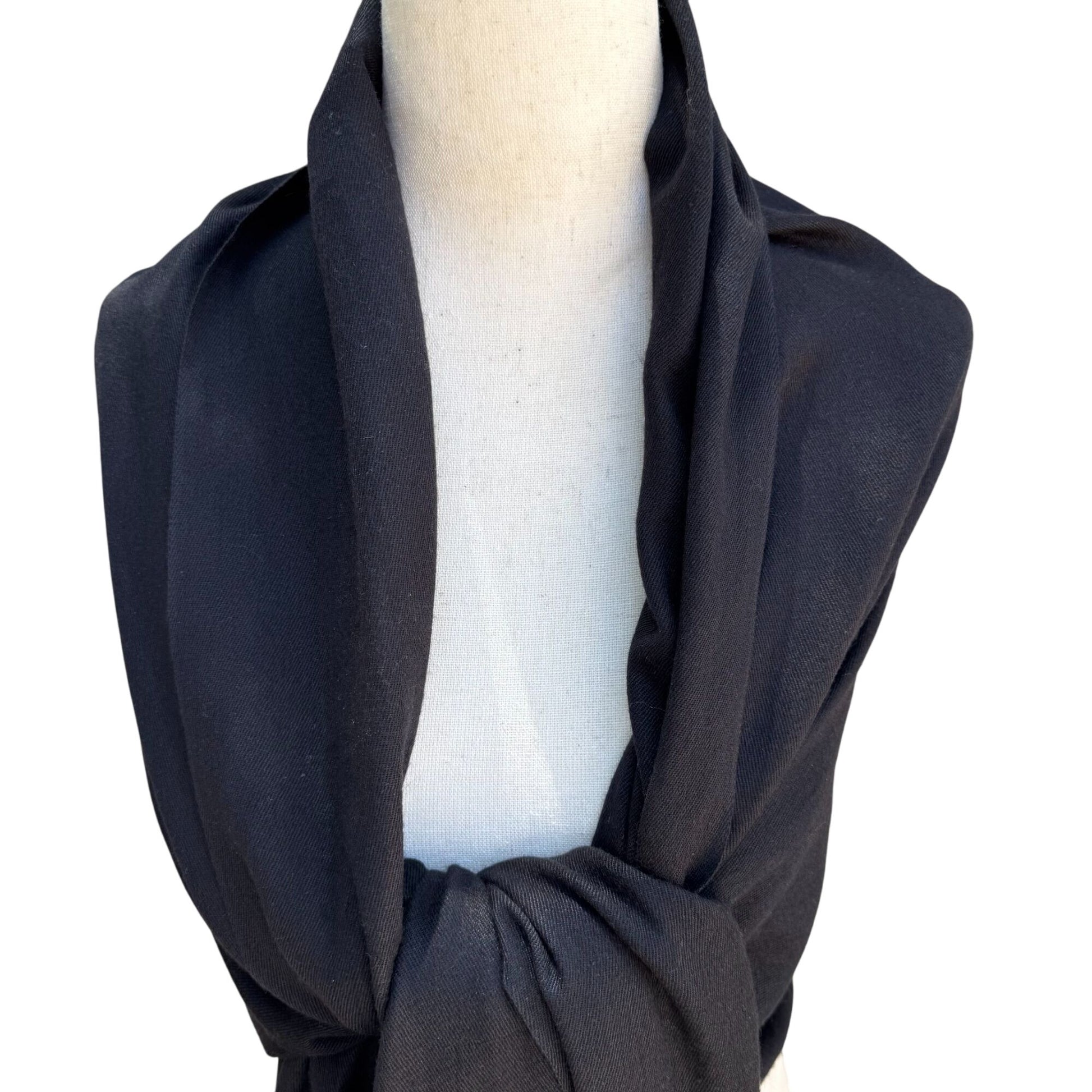 Elegant Womens Black Pashmina Beaded Fringe Large Rectangle Scarf Wrap Coverup