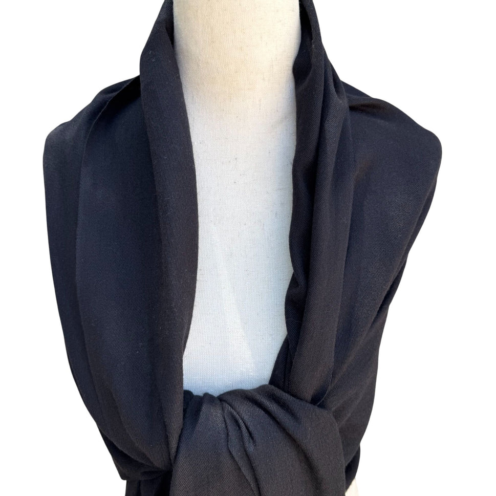 Elegant Womens Black Pashmina Beaded Fringe Large Rectangle Scarf Wrap Coverup