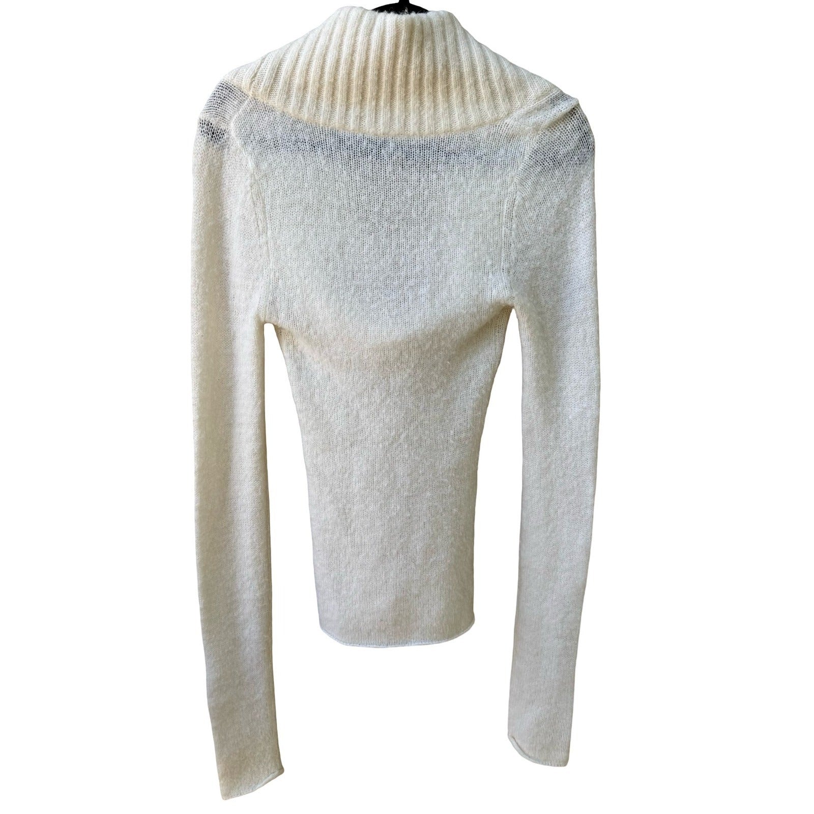 BCBG MAXAZRIA Coquette Minimalist Cowl Neck Soft Girl Feminine Open Knit Sweater