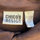 Switch Chicos Design Womens Faux Suede Button Down Shirt Brown Long Sleeve Size 2 Large 2 image