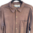 Switch Chicos Design Womens Faux Suede Button Down Shirt Brown Long Sleeve Size 2 Large 3 image