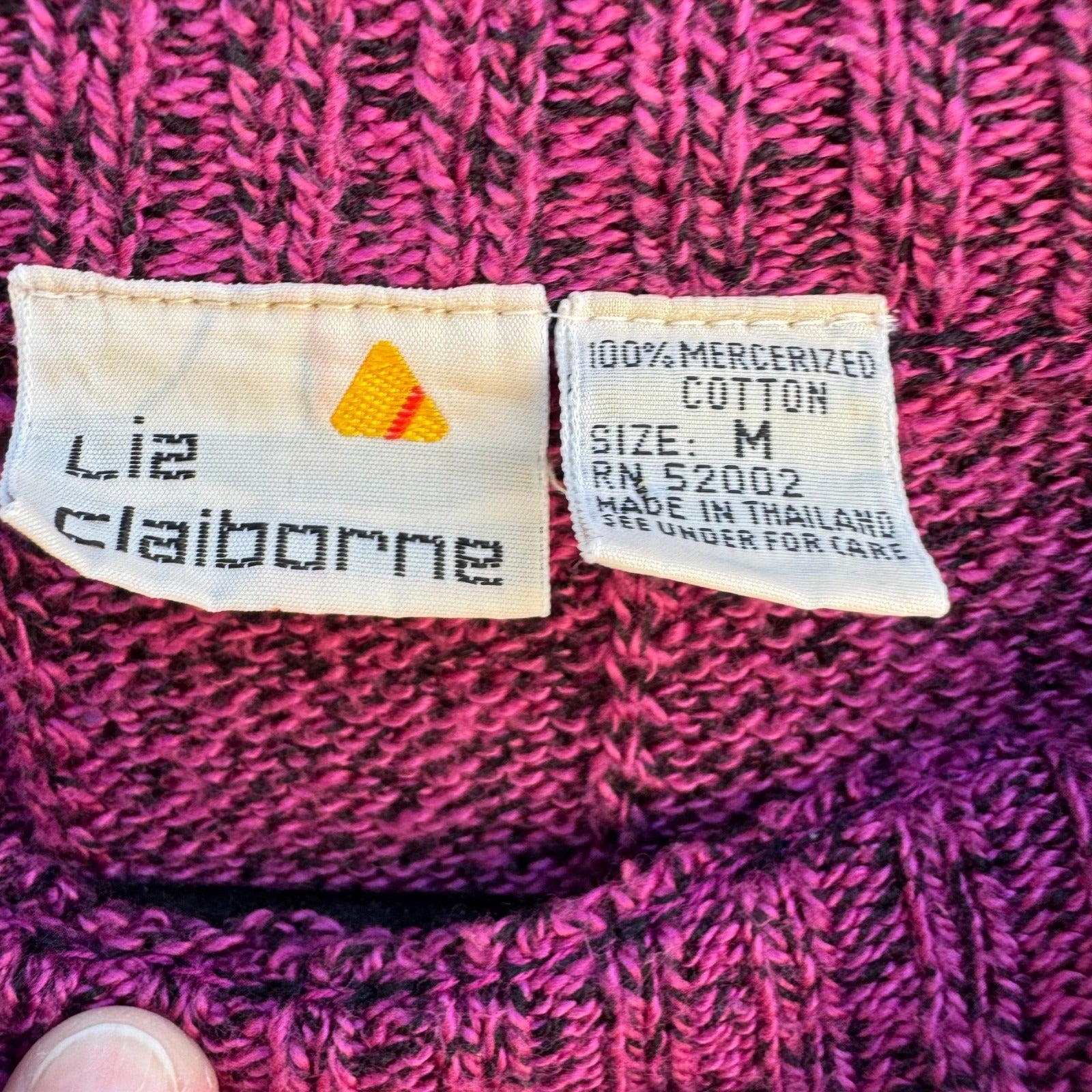 Liz Claiborne Vintage 90s Purple Marled Knit Retro Sweater M Grannycore Academia