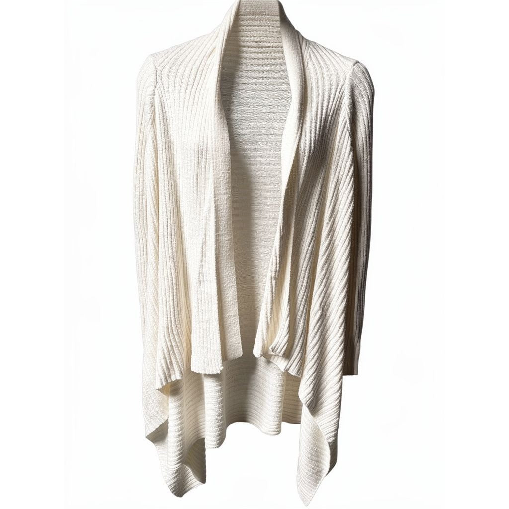 Skinnygirl Womens Draped Front Ribbed Open Front Knit Cardigan Sweater Ivory XS