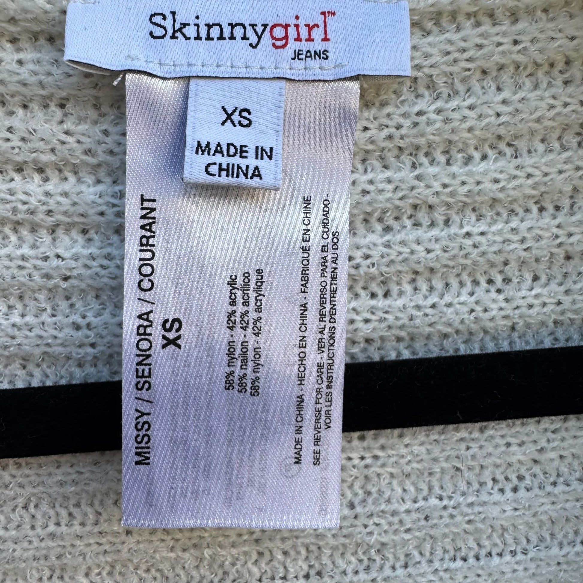Skinnygirl Womens Draped Front Ribbed Open Front Knit Cardigan Sweater Ivory XS