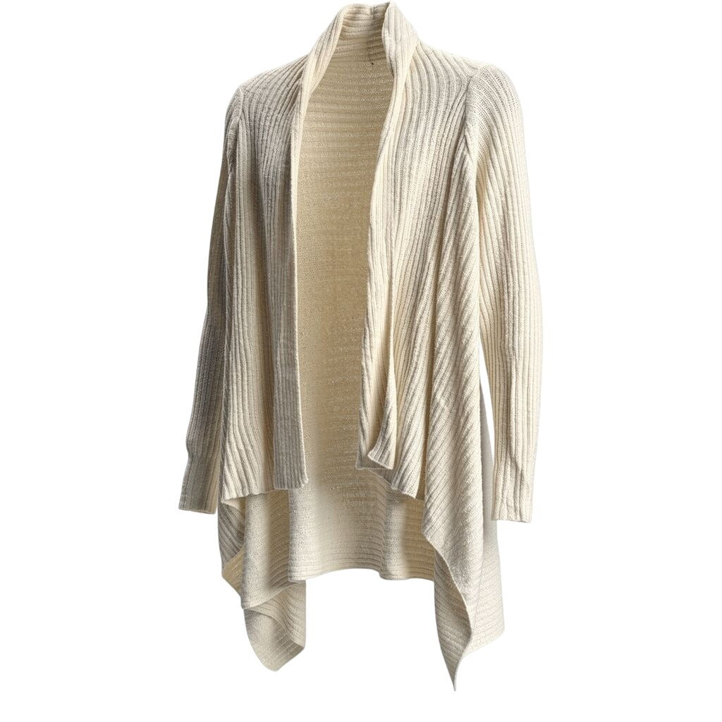 Skinnygirl Womens Draped Front Ribbed Open Front Knit Cardigan Sweater Ivory XS