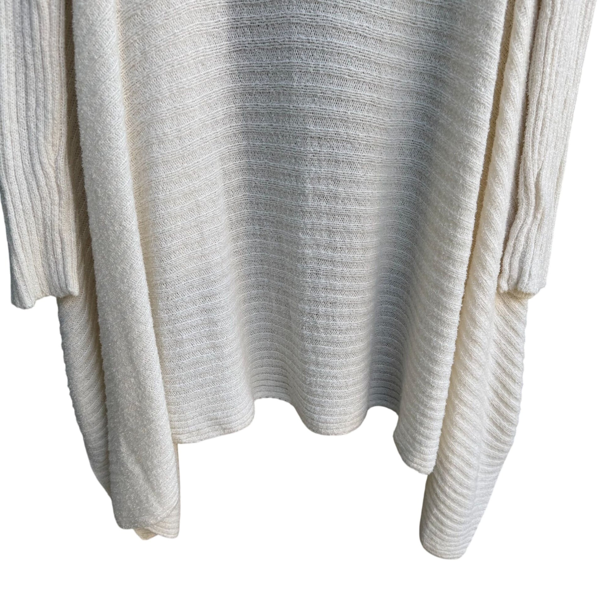 Skinnygirl Womens Draped Front Ribbed Open Front Knit Cardigan Sweater Ivory XS