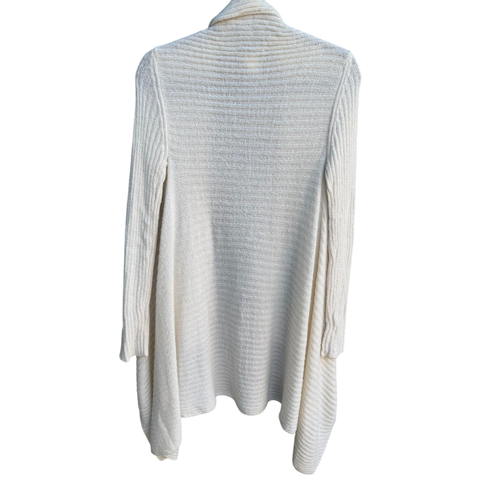 Skinnygirl Womens Draped Front Ribbed Open Front Knit Cardigan Sweater Ivory XS