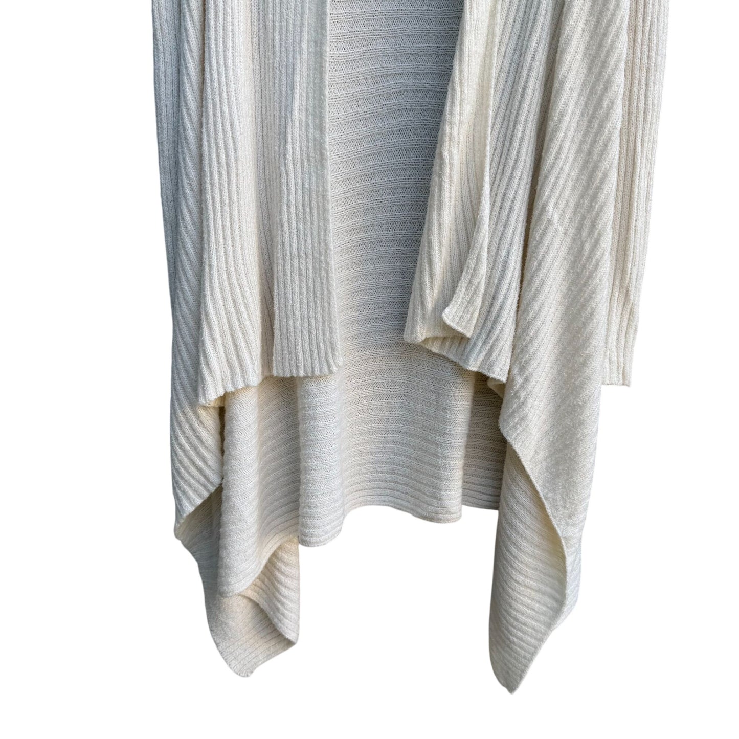 Skinnygirl Womens Draped Front Ribbed Open Front Knit Cardigan Sweater Ivory XS