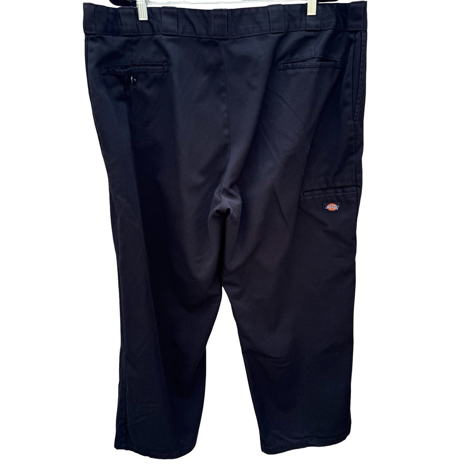 Dickies Mens Loose Fit Double Knee Work Pants Black Straight Leg Utility Trouser