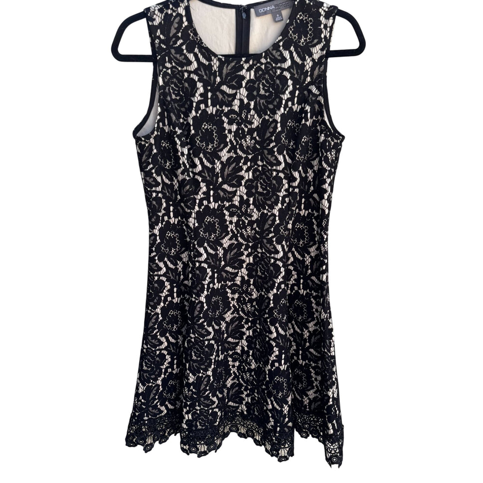 Donna Ricco New York Womens Black Lace Crochet Sleeveless Floral Party Dress 6