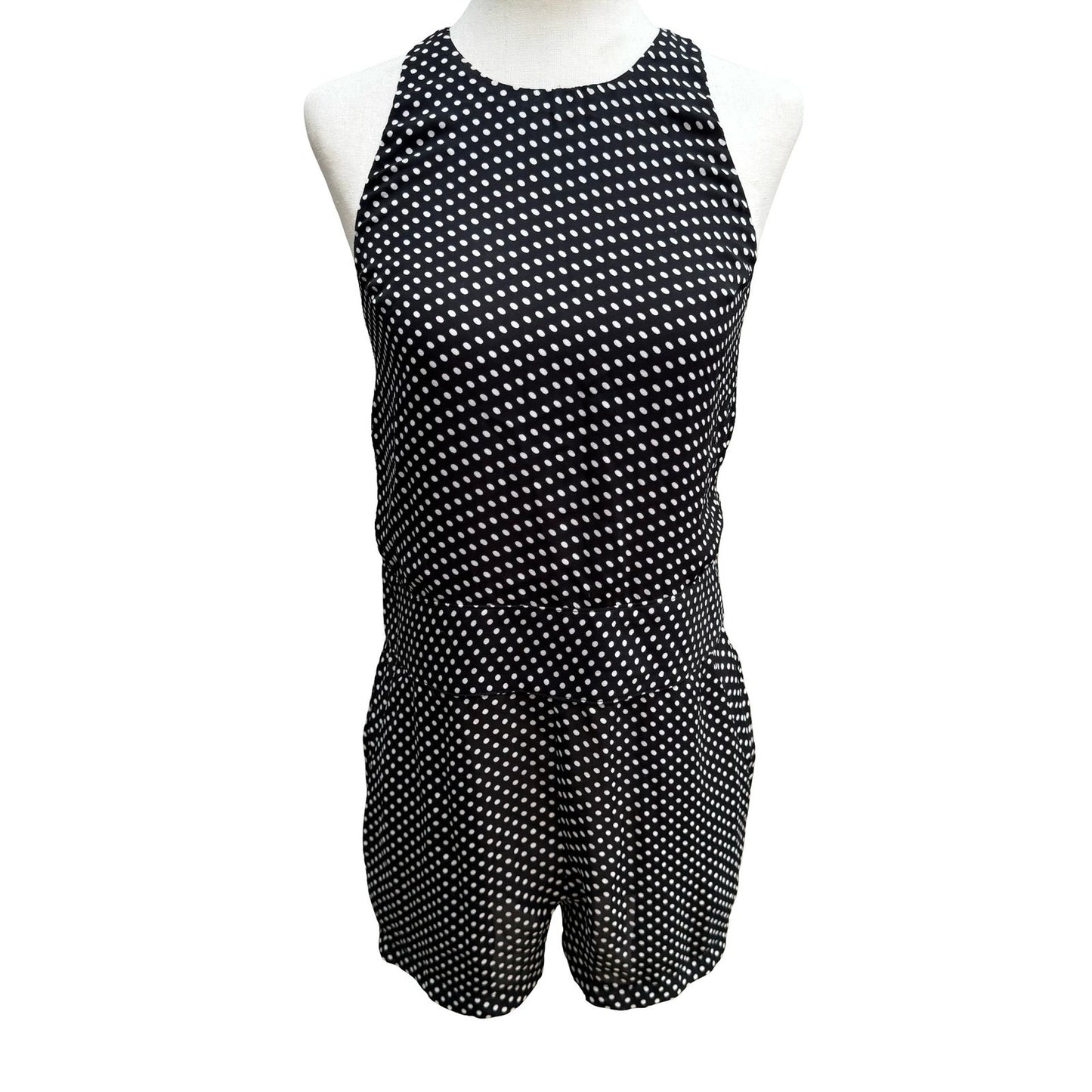 Lucy Paris Rockabilly Pinup Polka Dot Halter Open Back Shorts Romper Summer S