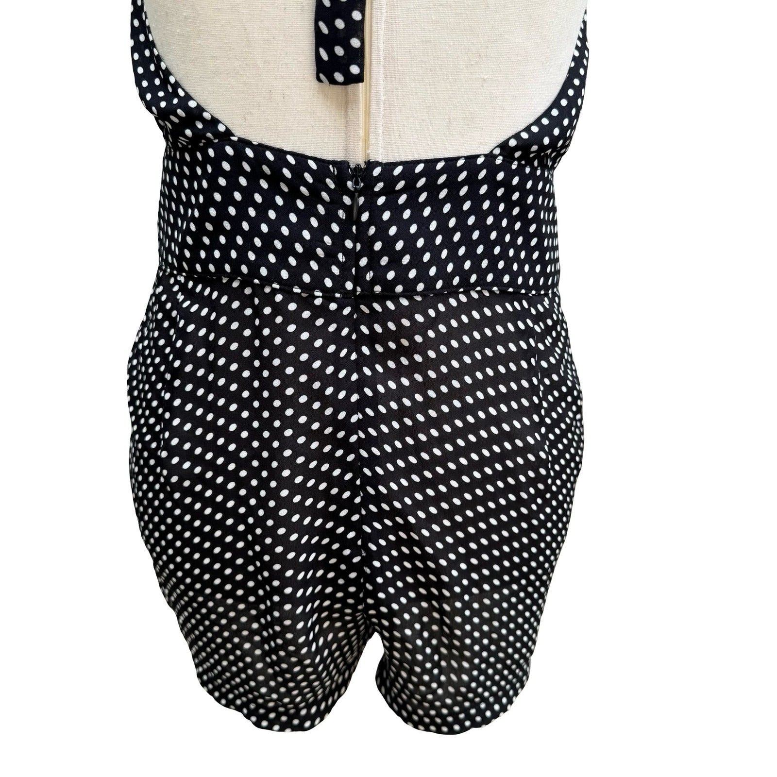 Lucy Paris Rockabilly Pinup Polka Dot Halter Open Back Shorts Romper Summer S