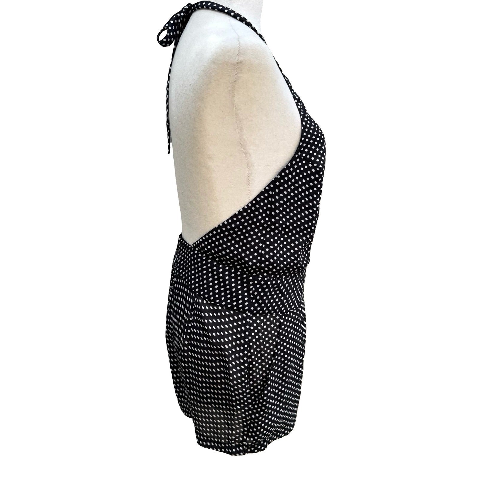 Lucy Paris Rockabilly Pinup Polka Dot Halter Open Back Shorts Romper Summer S
