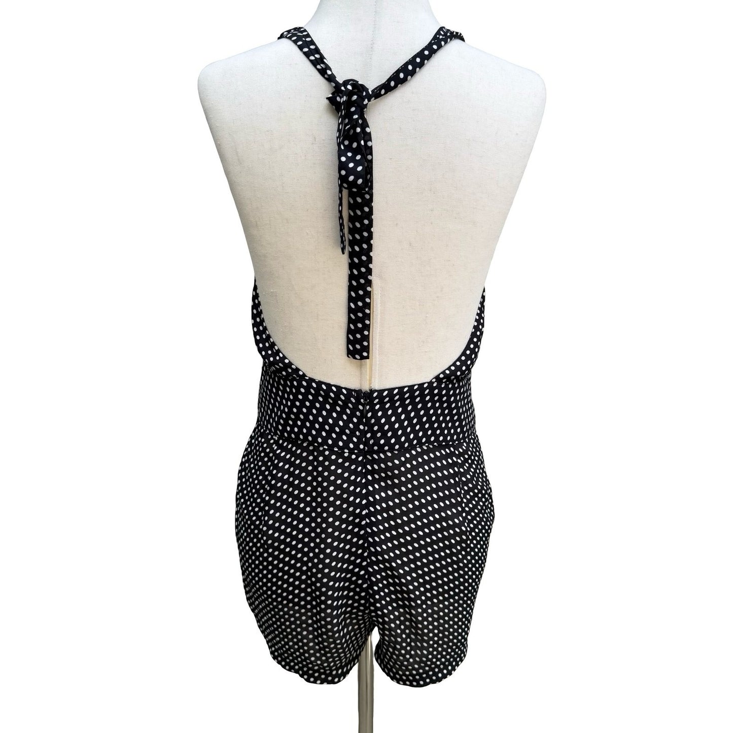 Lucy Paris Rockabilly Pinup Polka Dot Halter Open Back Shorts Romper Summer S
