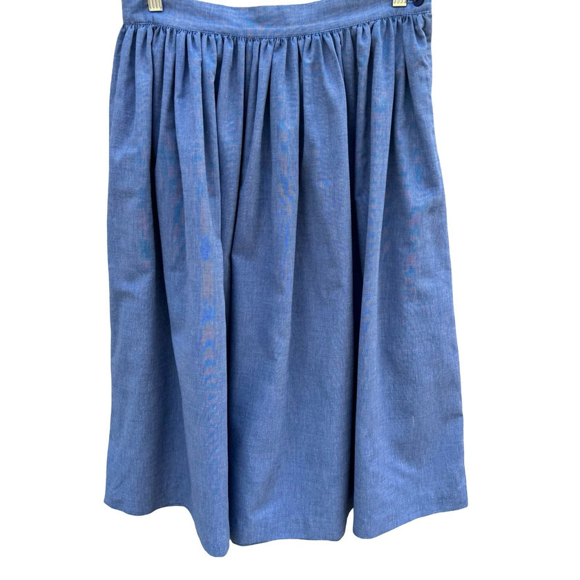Avon Fashion Vintage 80s Blue Gathered Midi Skirt L Prairie Americana Union Made
