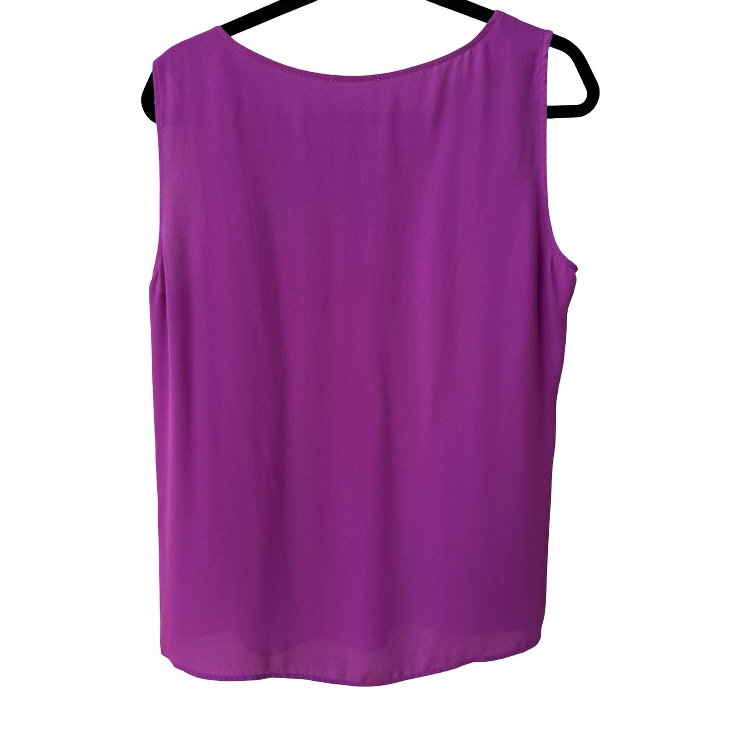 Minimalist Flowy Professional Jewel Purple Pleated Sleeveless Crepe Shell Blouse