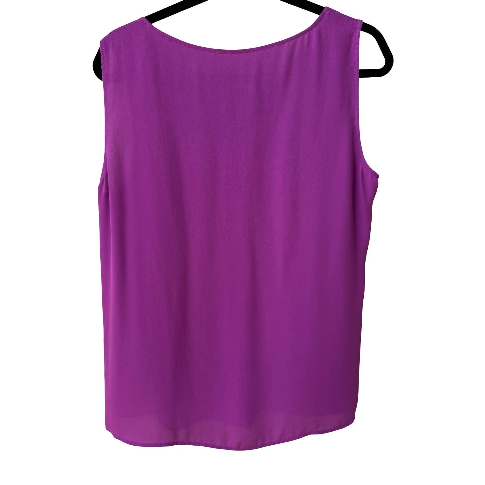 Minimalist Flowy Professional Jewel Purple Pleated Sleeveless Crepe Shell Blouse