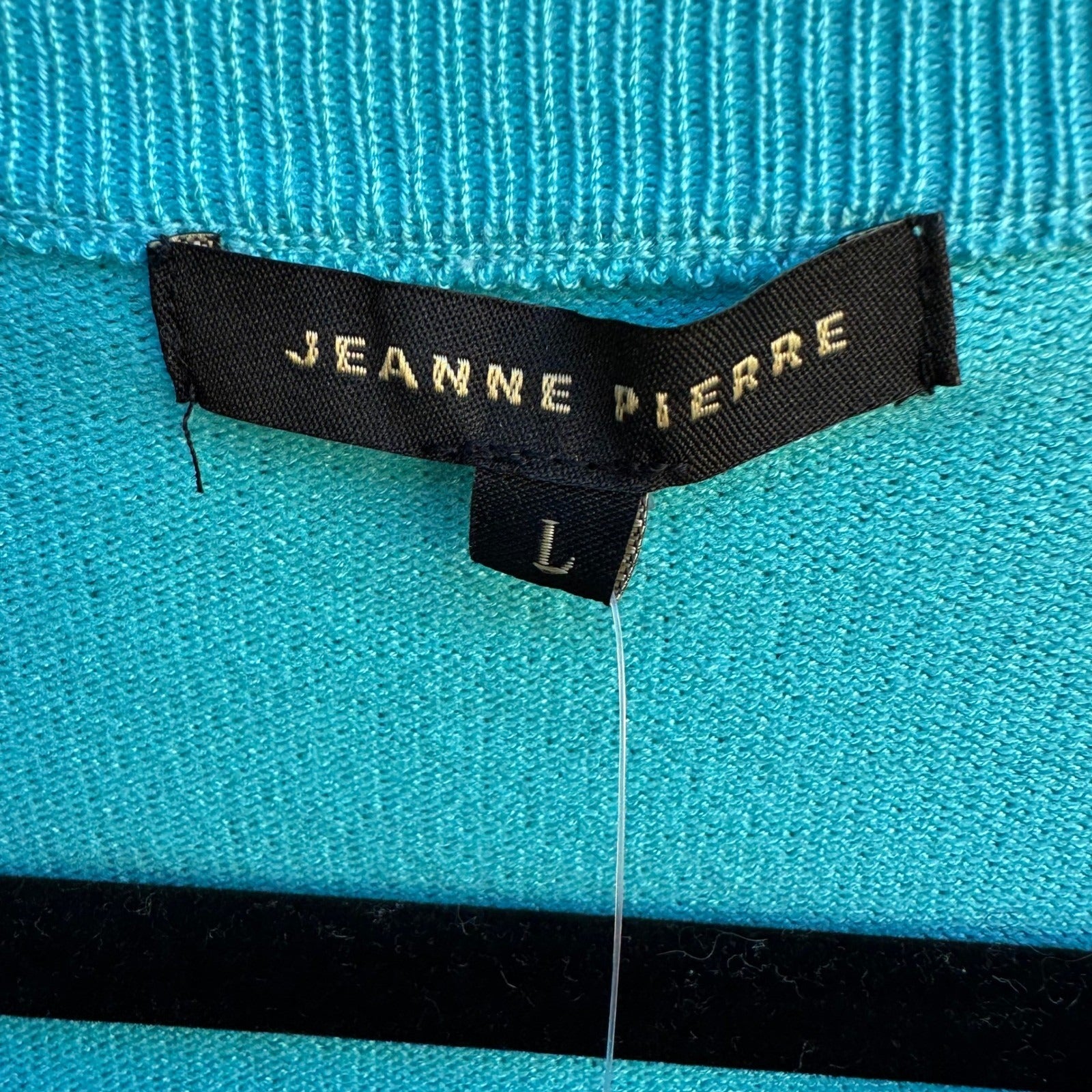 Jeanne Pierre Coastal Preppy Layering Puff Shoulder Cardigan Sweater Blue L NEW