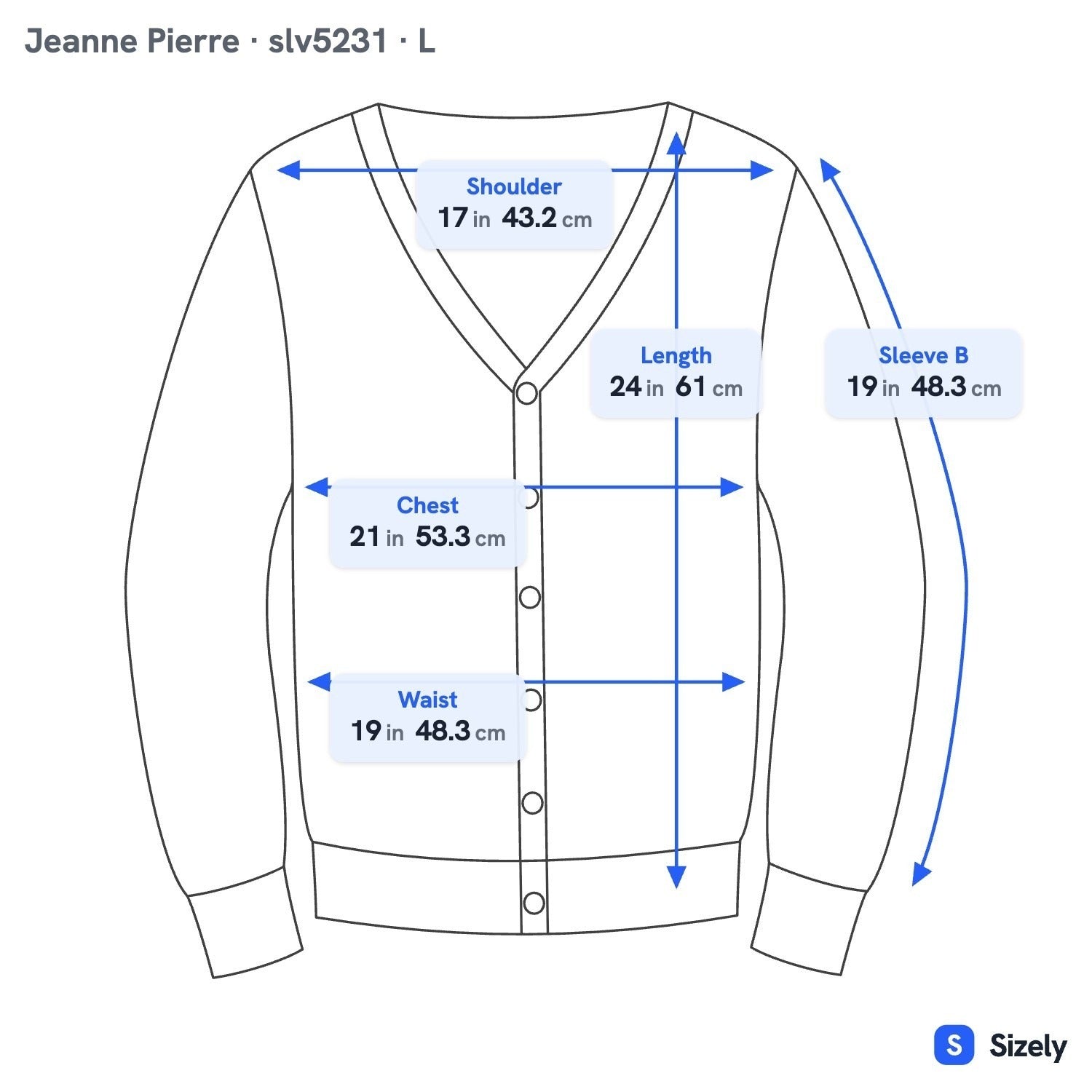 Jeanne Pierre Coastal Preppy Layering Puff Shoulder Cardigan Sweater Blue L NEW