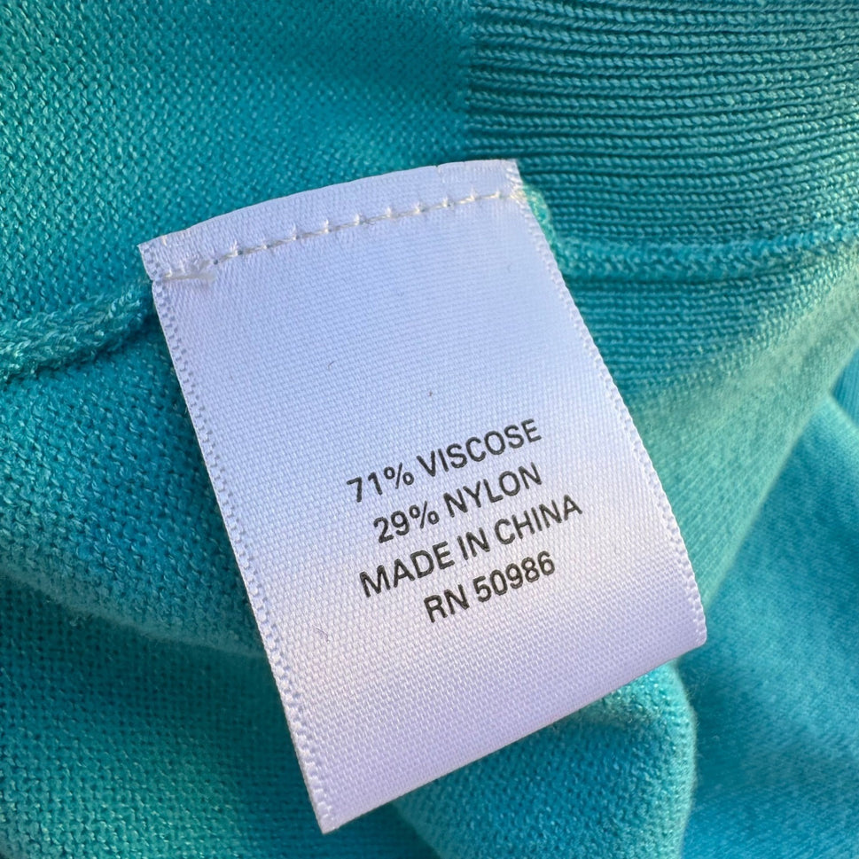 Jeanne Pierre Coastal Preppy Layering Puff Shoulder Cardigan Sweater Blue L NEW