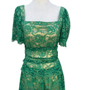 Switch Vintage Green Floral Lace Gold Metallic Tiered Maxi Dress Square Neck Handmade 2 image
