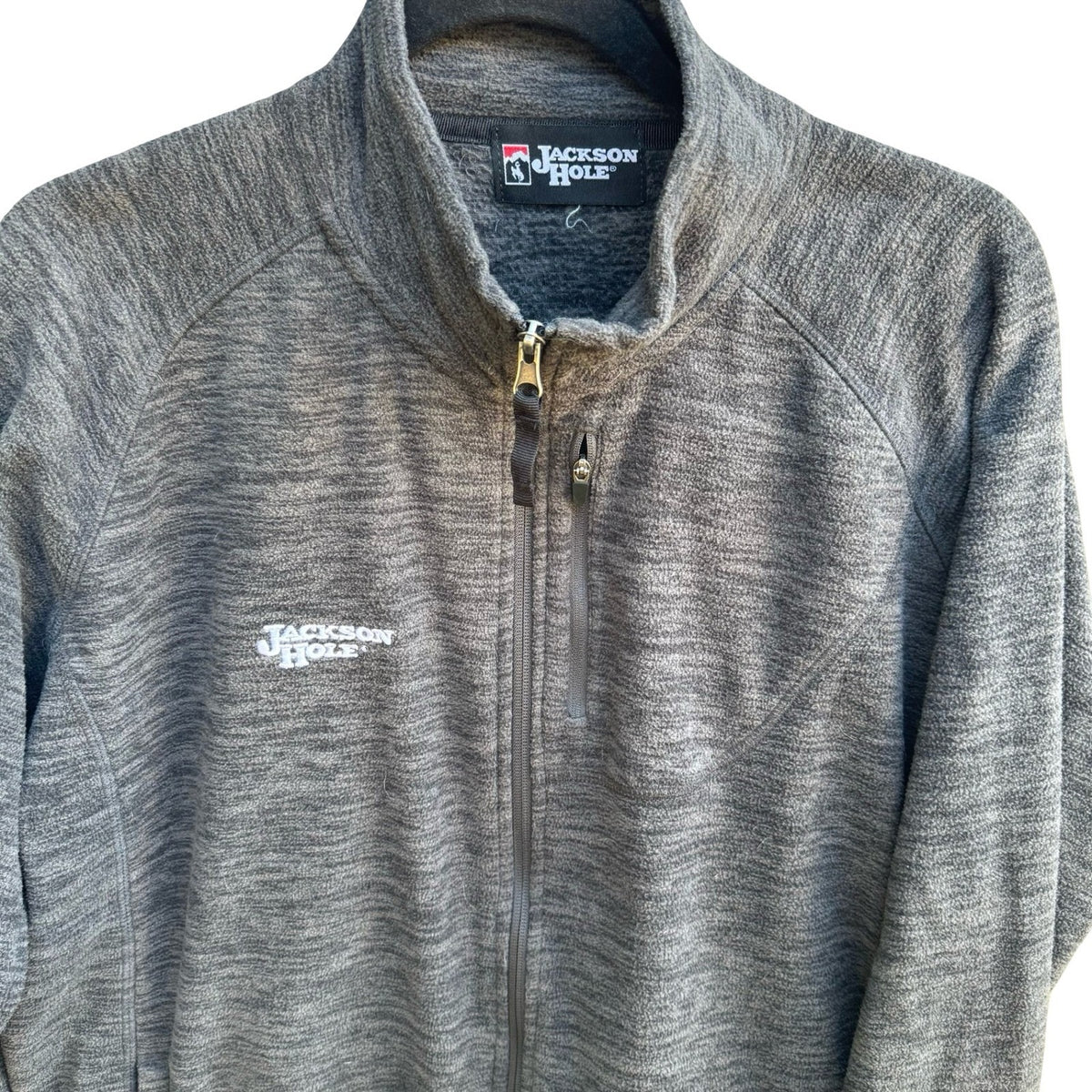 Jackson Hole Gorpcore Outdoor Techwear Zip Space Dye Fleece Jacket Mens Gray L