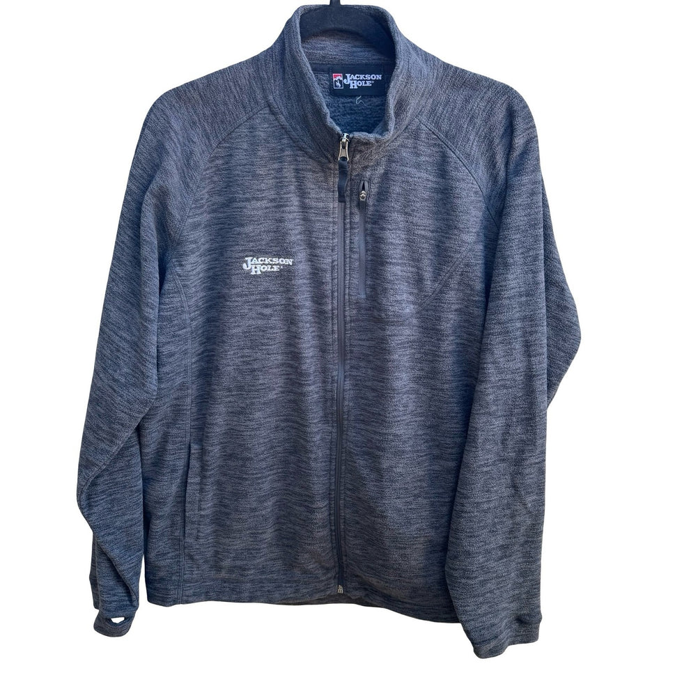 Jackson Hole Gorpcore Outdoor Techwear Zip Space Dye Fleece Jacket Mens Gray L