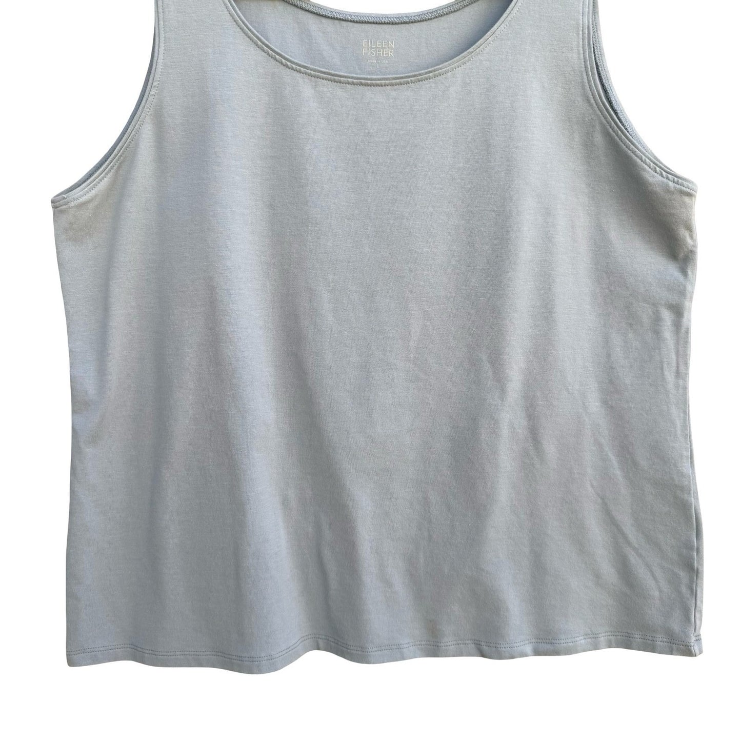 Eileen Fisher Womens Organic Cotton Scoop Neck Tank Top Blue Grey U0461M Size L
