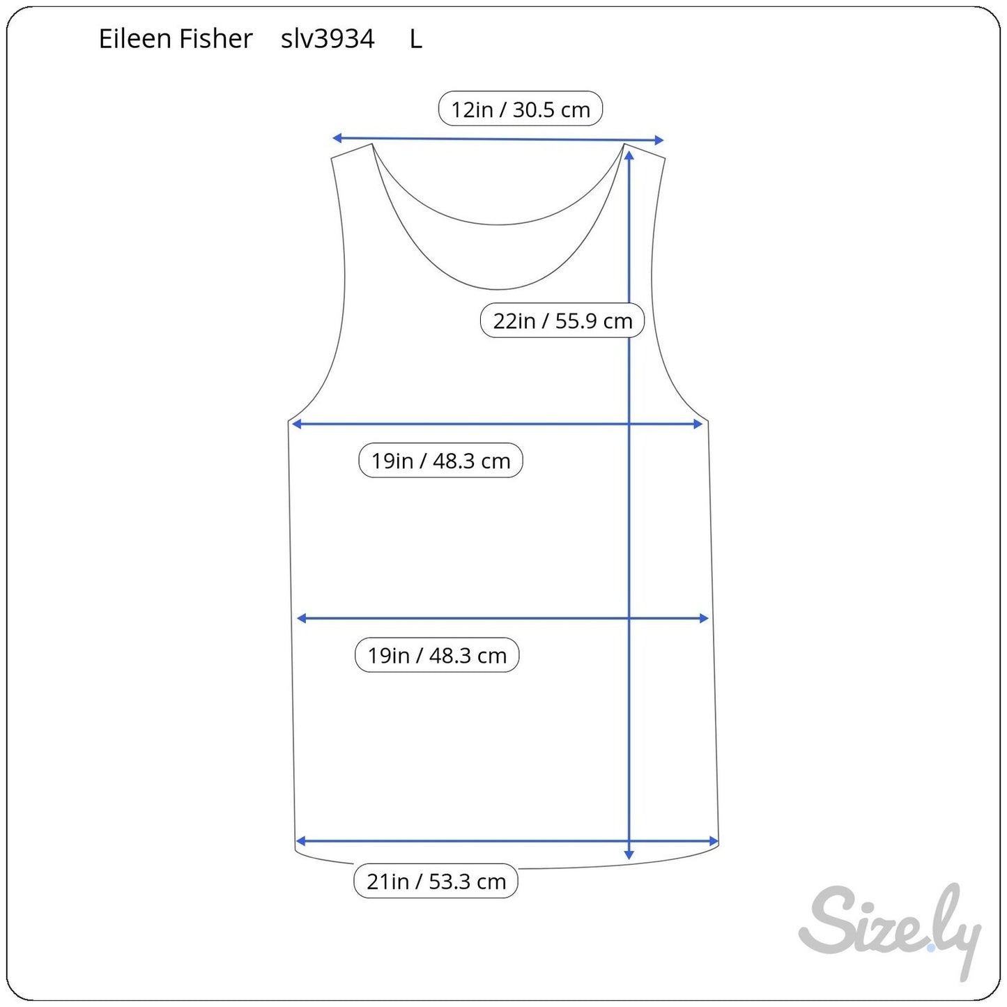 Eileen Fisher Womens Organic Cotton Scoop Neck Tank Top Blue Grey U0461M Size L