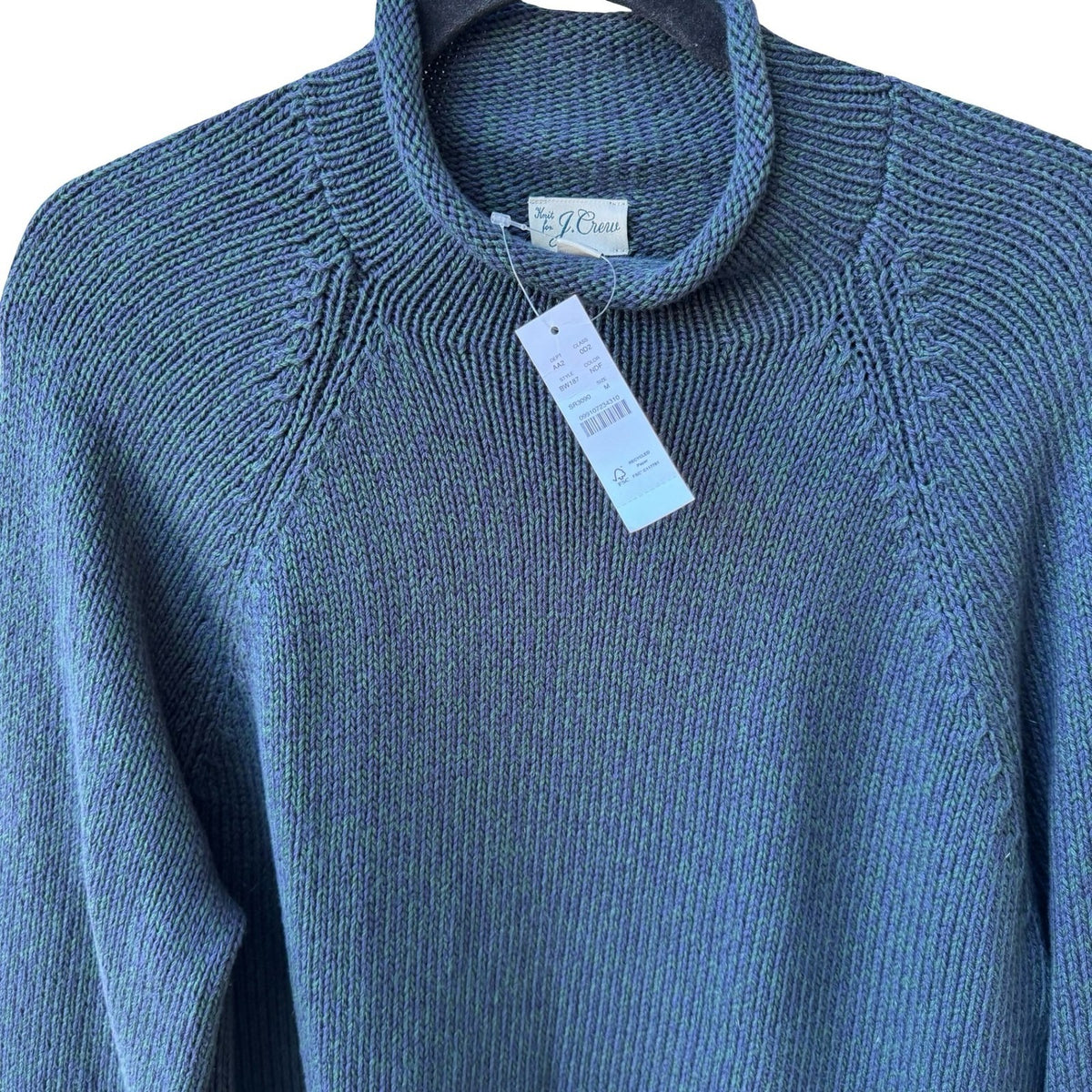J.Crew Preppy Coastal Nautical Marled Cotton Rollneck Raglan Sweater Mens M NWT