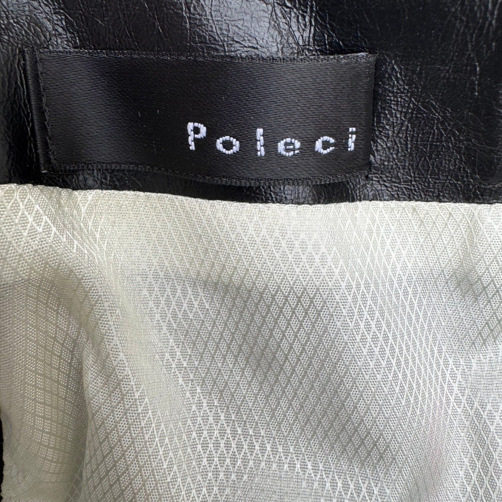 Poleci Vintage Y2K Edgy Biker Avant Garde Goth Leather Pencil Skirt Perforated