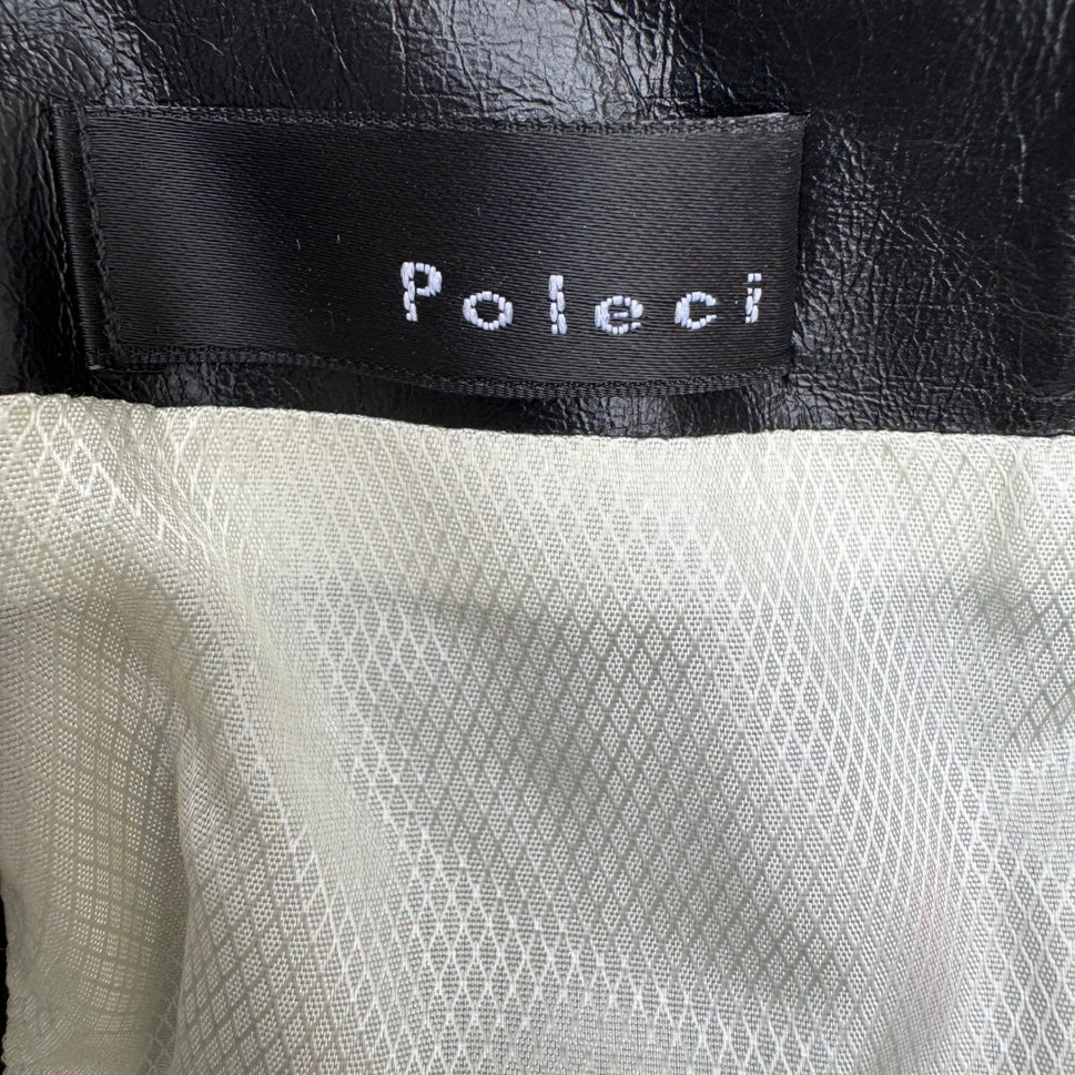 Poleci Vintage Y2K Edgy Biker Avant Garde Goth Leather Pencil Skirt Perforated