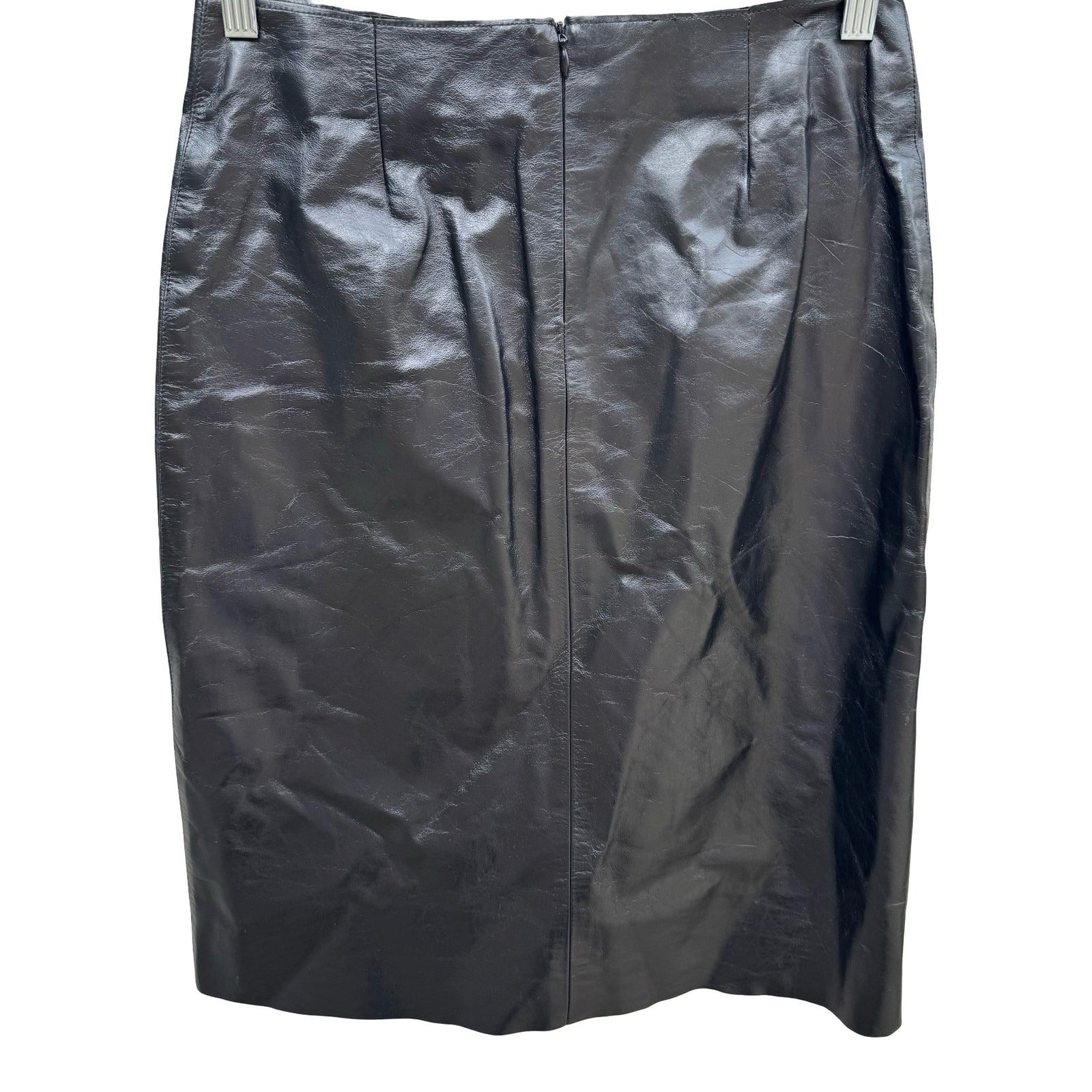 Poleci Vintage Y2K Edgy Biker Avant Garde Goth Leather Pencil Skirt Perforated